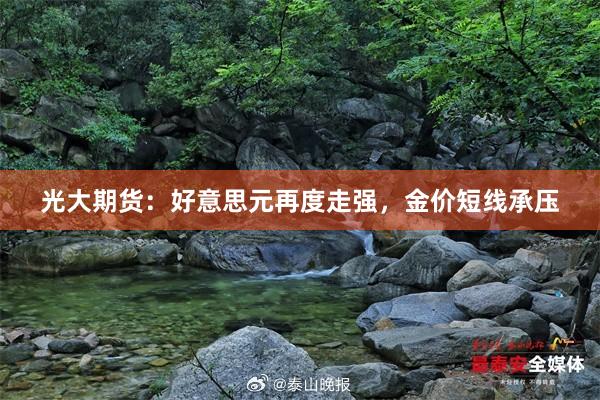 光大期货：好意思元再度走强，金价短线承压