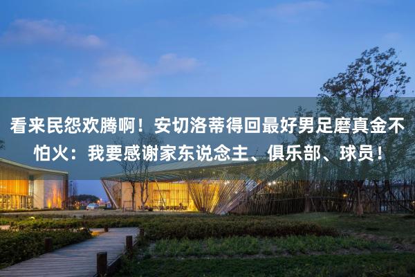 看来民怨欢腾啊！安切洛蒂得回最好男足磨真金不怕火：我要感谢家东说念主、俱乐部、球员！