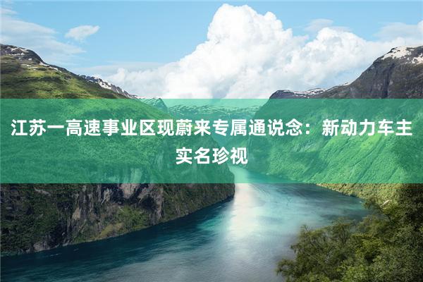 江苏一高速事业区现蔚来专属通说念：新动力车主实名珍视