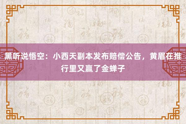 黑听说悟空：小西天副本发布赔偿公告，黄眉在推行里又赢了金蝉子